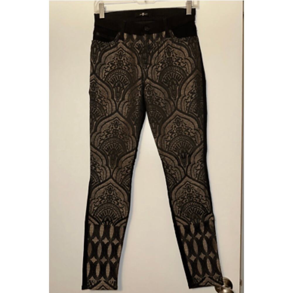 7 For All Mankind The Pieces Skinny Jeans Lace Art Nouveau Size 26